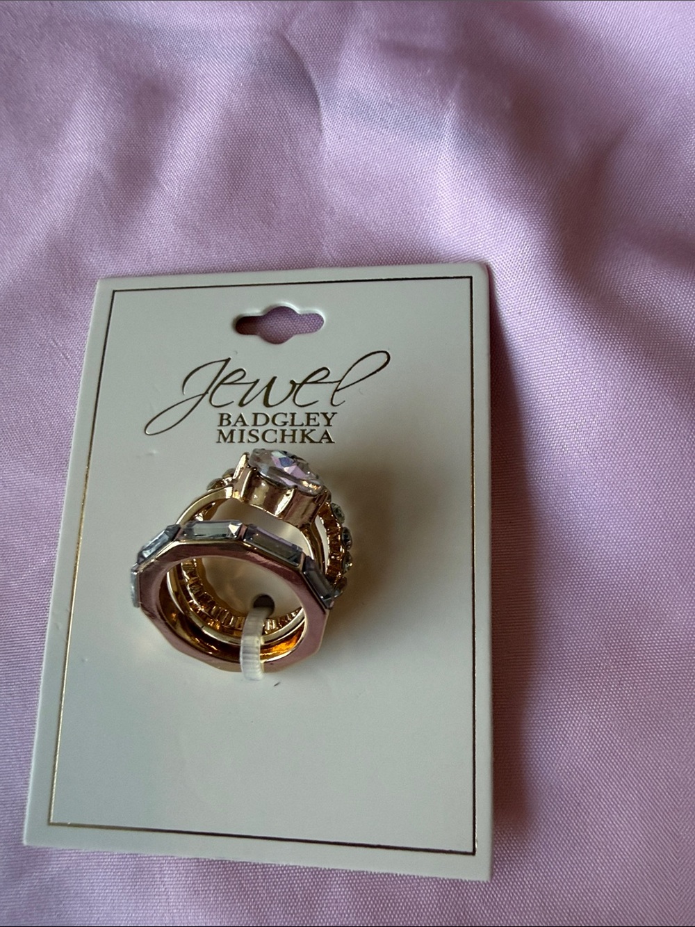 Jewel by Badgley Mischka Gold tone and Clear Multi-Element Ring Set